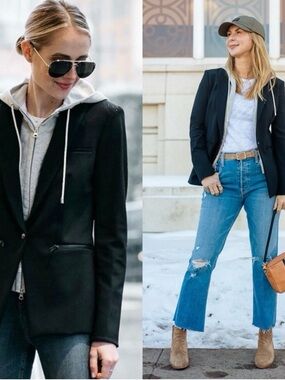 VERONICA BEARD Schoolboy Scuba Dickey Jacket in Black Sz 4